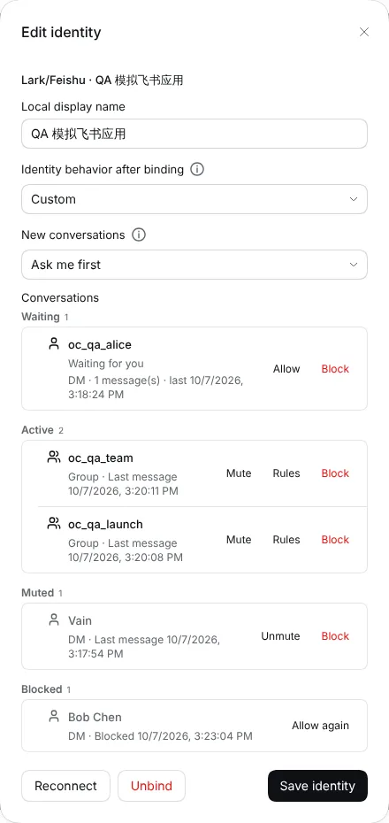 The app’s conversation list